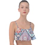 Flowers Pattern, Abstract, Art, Colorful Frill Bikini Top