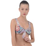 Flowers Pattern, Abstract, Art, Colorful Front Tie Bikini Top