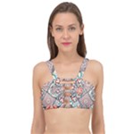 Flowers Pattern, Abstract, Art, Colorful Cage Up Bikini Top