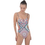 Flowers Pattern, Abstract, Art, Colorful Tie Strap One Piece Swimsuit