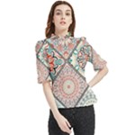 Flowers Pattern, Abstract, Art, Colorful Frill Neck Blouse
