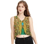 Peacock Feather Bird Peafowl V-Neck Cropped Tank Top