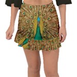 Peacock Feather Bird Peafowl Fishtail Mini Chiffon Skirt