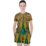 Peacock Feather Bird Peafowl Women s T-Shirt and Shorts Set
