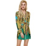 Peacock Feather Bird Peafowl Long Sleeve Satin Robe