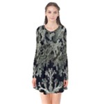Weave Haeckel Lichenes Photobionten Long Sleeve V-neck Flare Dress