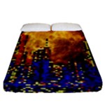 Skyline Frankfurt Abstract Moon Fitted Sheet (Queen Size)