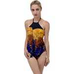 Skyline Frankfurt Abstract Moon Go with the Flow One Piece Swimsuit