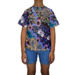 Authentic Aboriginal Art - Discovering Your Dreams Kids  Short Sleeve Swimwear