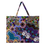 Authentic Aboriginal Art - Discovering Your Dreams Zipper Large Tote Bag