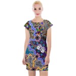 Authentic Aboriginal Art - Discovering Your Dreams Cap Sleeve Bodycon Dress