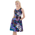 Authentic Aboriginal Art - Discovering Your Dreams Knee Length Skater Dress With Pockets