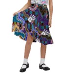 Authentic Aboriginal Art - Discovering Your Dreams Kids  Ruffle Flared Wrap Midi Skirt