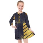 Grunge Lines Stone Textures, Background With Lines Kids  Quarter Sleeve Shirt Dress