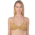Light Wooden Texture, Wooden Light Brown Background Reversible Tri Bikini Top