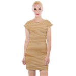 Light Wooden Texture, Wooden Light Brown Background Cap Sleeve Bodycon Dress
