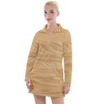 Light Wooden Texture, Wooden Light Brown Background Women s Long Sleeve Casual Dress
