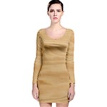Light Wooden Texture, Wooden Light Brown Background Long Sleeve Velvet Bodycon Dress
