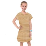 Light Wooden Texture, Wooden Light Brown Background Kids  Drop Waist Dress