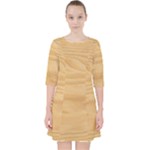 Light Wooden Texture, Wooden Light Brown Background Quarter Sleeve Pocket Dress
