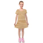 Light Wooden Texture, Wooden Light Brown Background Kids  Short Sleeve Velvet Dress