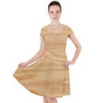 Light Wooden Texture, Wooden Light Brown Background Cap Sleeve Midi Dress