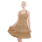 Light Wooden Texture, Wooden Light Brown Background Halter Party Swing Dress 