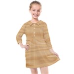 Light Wooden Texture, Wooden Light Brown Background Kids  Quarter Sleeve Shirt Dress