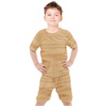 Light Wooden Texture, Wooden Light Brown Background Kids  T-Shirt and Shorts Set