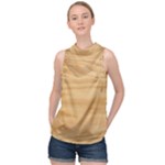 Light Wooden Texture, Wooden Light Brown Background High Neck Satin Top