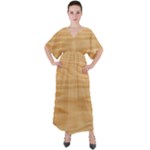 Light Wooden Texture, Wooden Light Brown Background V-Neck Boho Style Maxi Dress