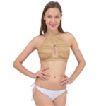 Light Wooden Texture, Wooden Light Brown Background Cross Front Halter Bikini Top