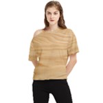 Light Wooden Texture, Wooden Light Brown Background One Shoulder Cut Out T-Shirt