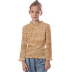 Light Wooden Texture, Wooden Light Brown Background Kids  Frill Detail T-Shirt