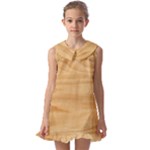 Light Wooden Texture, Wooden Light Brown Background Kids  Pilgrim Collar Ruffle Hem Dress