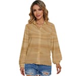 Light Wooden Texture, Wooden Light Brown Background Women s Long Sleeve Button Up Shirt