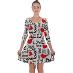 Love Abstract Background Love Textures Quarter Sleeve Skater Dress