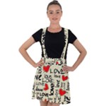 Love Abstract Background Love Textures Velvet Suspender Skater Skirt