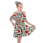 Love Abstract Background Love Textures Kids  Shoulder Cutout Chiffon Dress