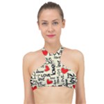 Love Abstract Background Love Textures High Neck Bikini Top