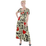 Love Abstract Background Love Textures Button Up Short Sleeve Maxi Dress