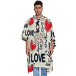Love Abstract Background Love Textures Men s Hooded Rain Ponchos