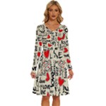 Love Abstract Background Love Textures Long Sleeve Dress With Pocket