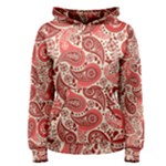 Paisley Red Ornament Texture Women s Pullover Hoodie