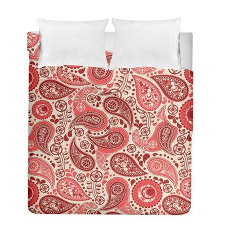 Paisley Red Ornament Texture Duvet Cover Double Side (Full/ Double Size) from UrbanLoad.com