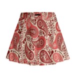 Paisley Red Ornament Texture Mini Flare Skirt