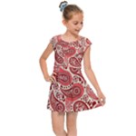 Paisley Red Ornament Texture Kids  Cap Sleeve Dress