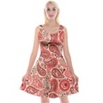 Paisley Red Ornament Texture Reversible Velvet Sleeveless Dress
