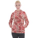 Paisley Red Ornament Texture Women s Hooded Pullover