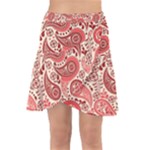 Paisley Red Ornament Texture Wrap Front Skirt